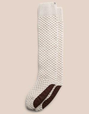 Merino Popcorn-Stitch Tall Slipper Sock