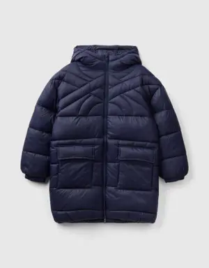 long padded jacket with recycled wadding