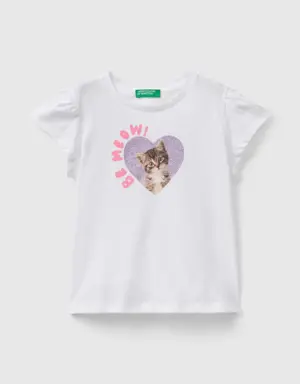 t-shirt with photo print and glitter