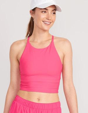 Old Navy Light Support PowerSoft Longline Sports Bra for Women pink
