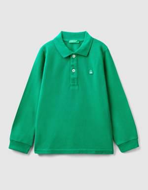 long sleeve polo in organic cotton