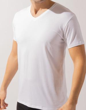 Basic New Modal V Yaka Erkek T-shirt SİYAH