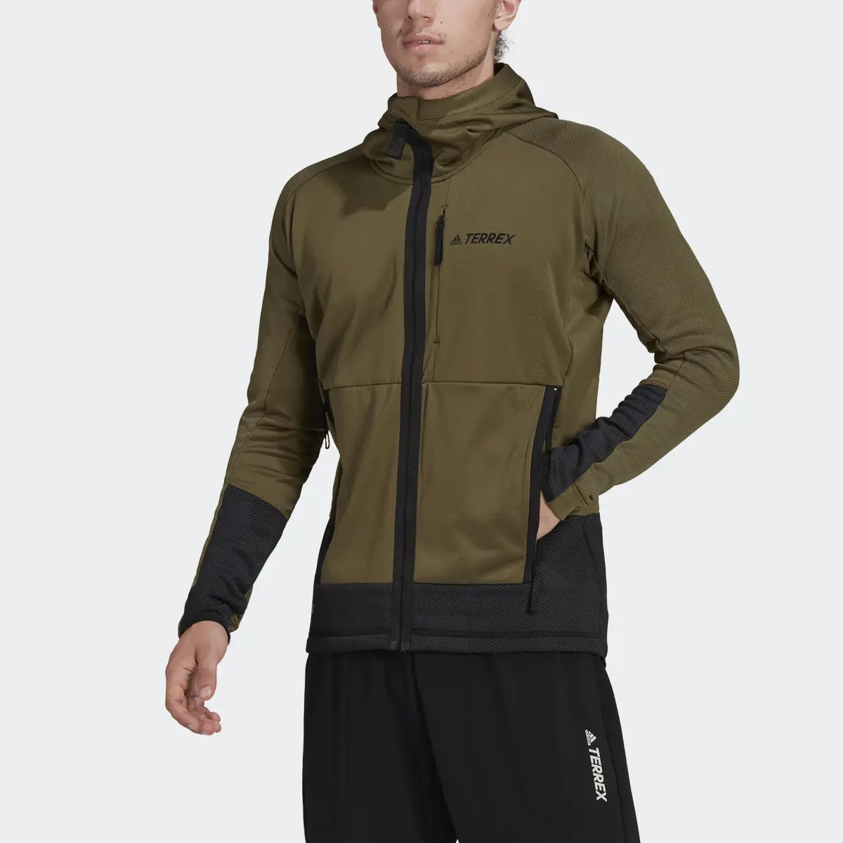 Adidas Terrex Tech Flooce Hooded Hiking Fleece Jacket. 1