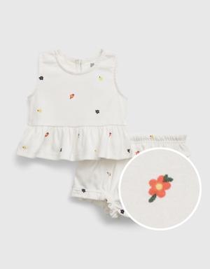 Baby Ruffled Two-Piece Outfit Set white