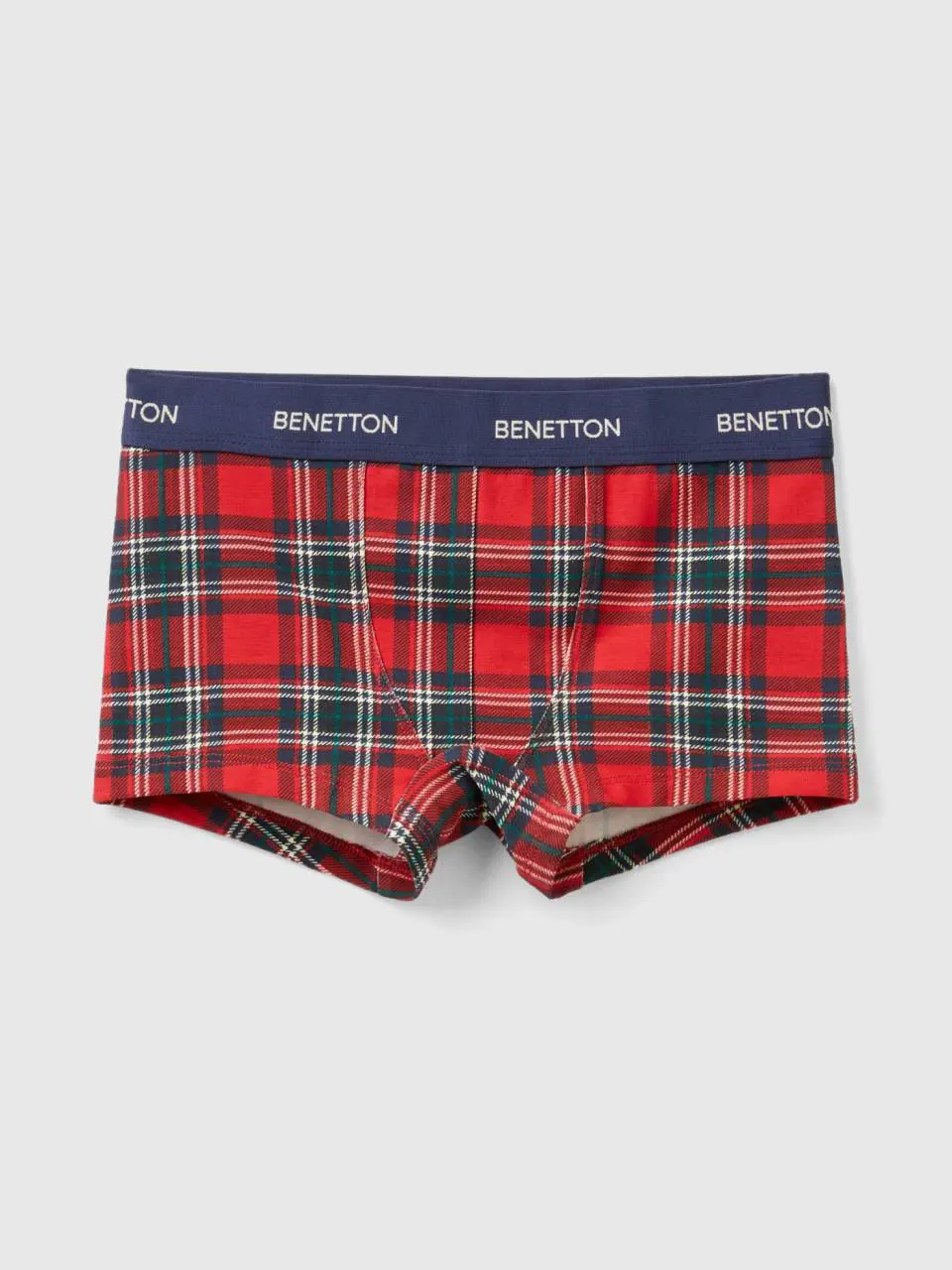 Benetton red and blue tartan boxer shorts. 1