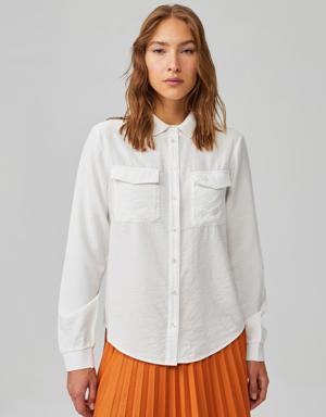 Kadın Relaxed Fit Beyaz Gömlek