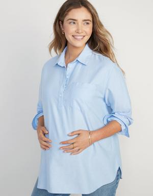 Old Navy Maternity Oxford Boyfriend Popover Shirt blue