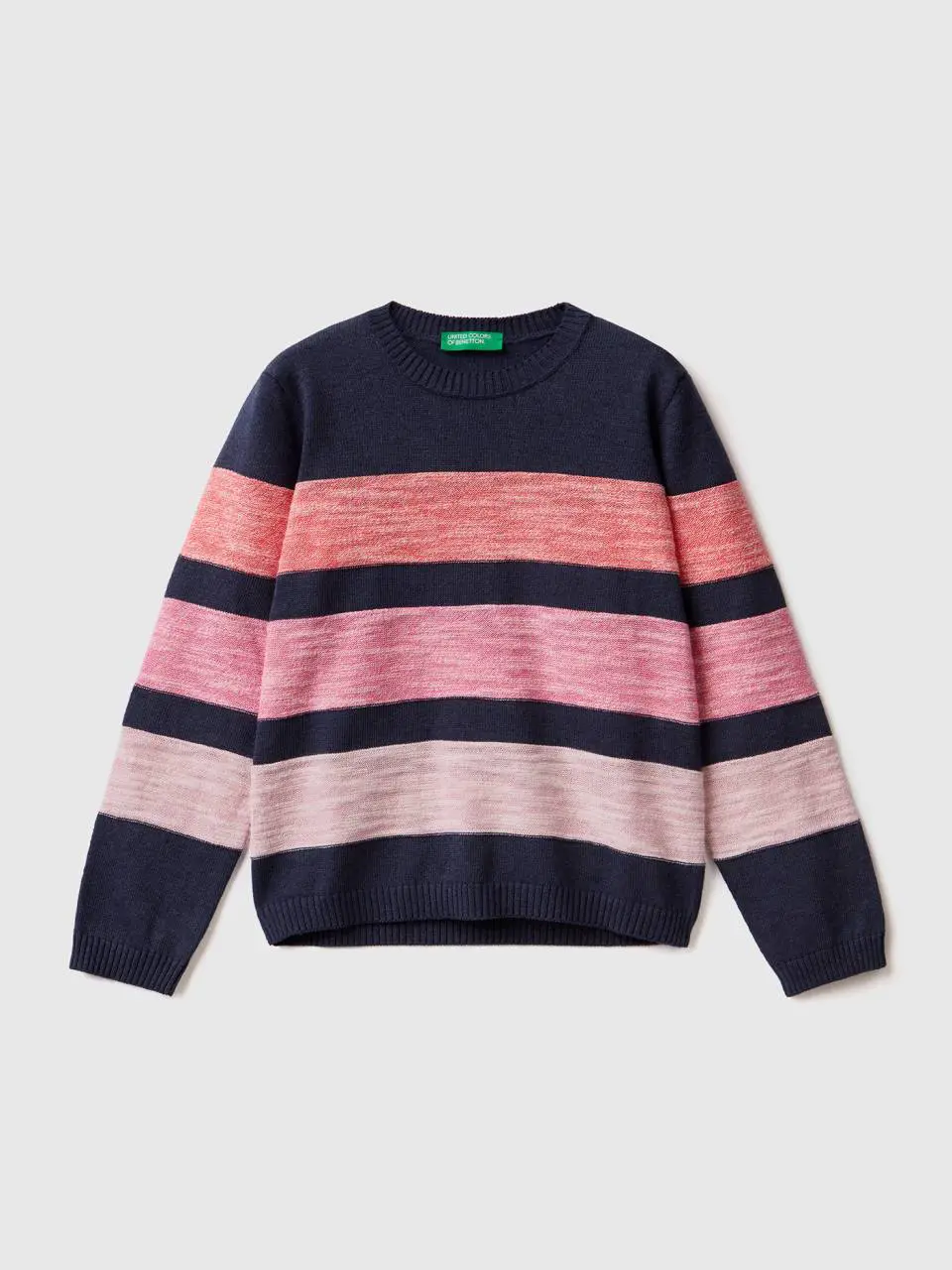 Benetton striped sweater in cotton blend. 1
