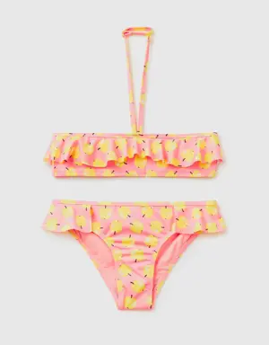 pink bikini with apple pattern