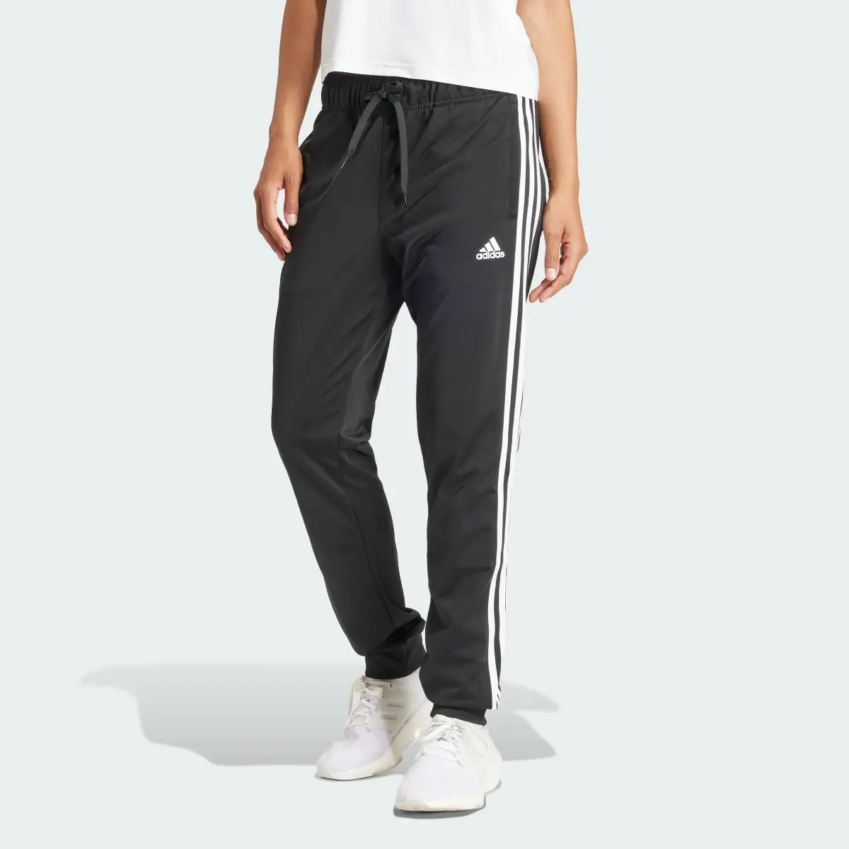 Adidas Primegreen Essentials Warm-Up Slim Tapered 3-Stripes Tracksuit Bottoms. 1