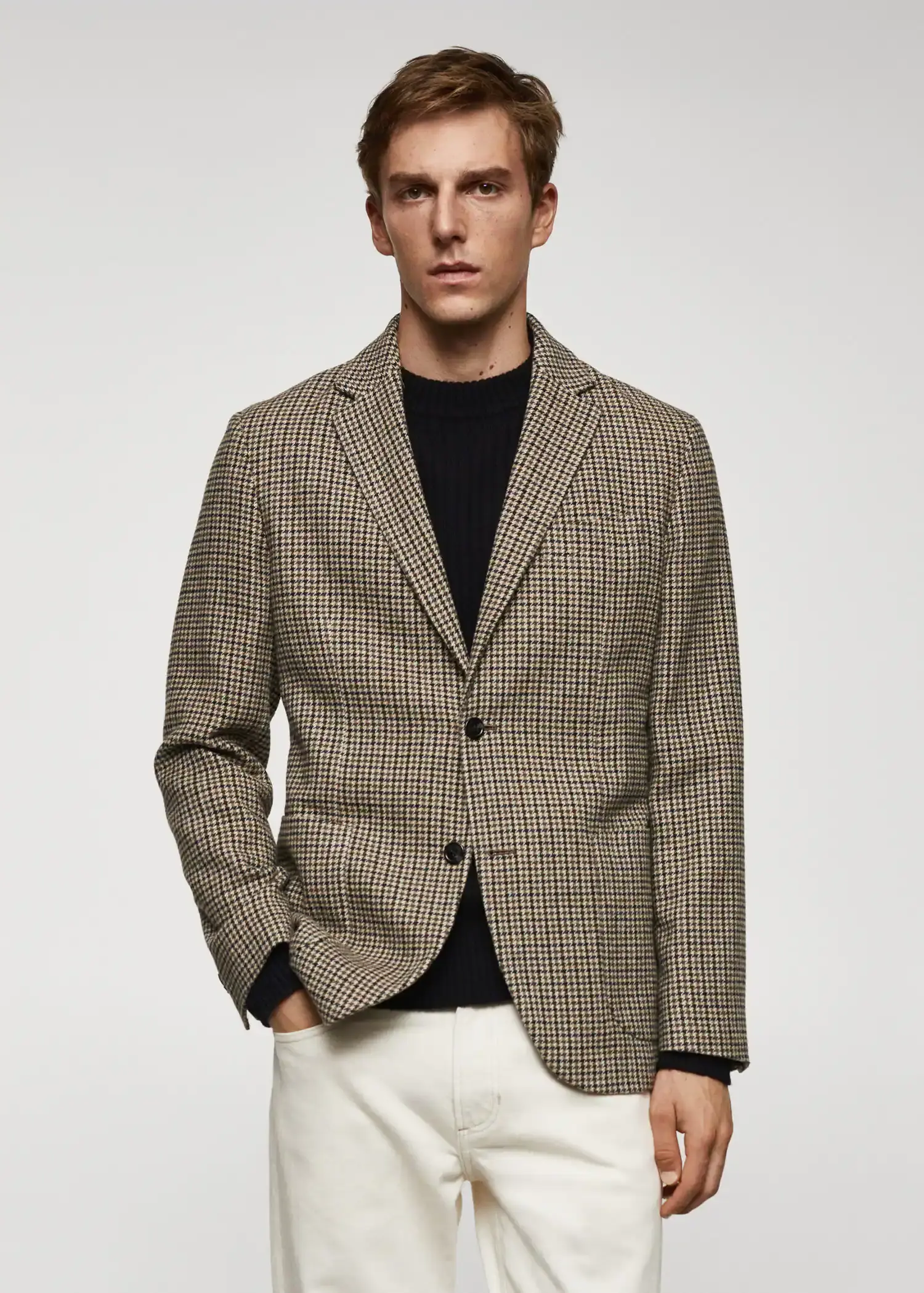 Mango Wool slim-fit houndstooth jacket. 2