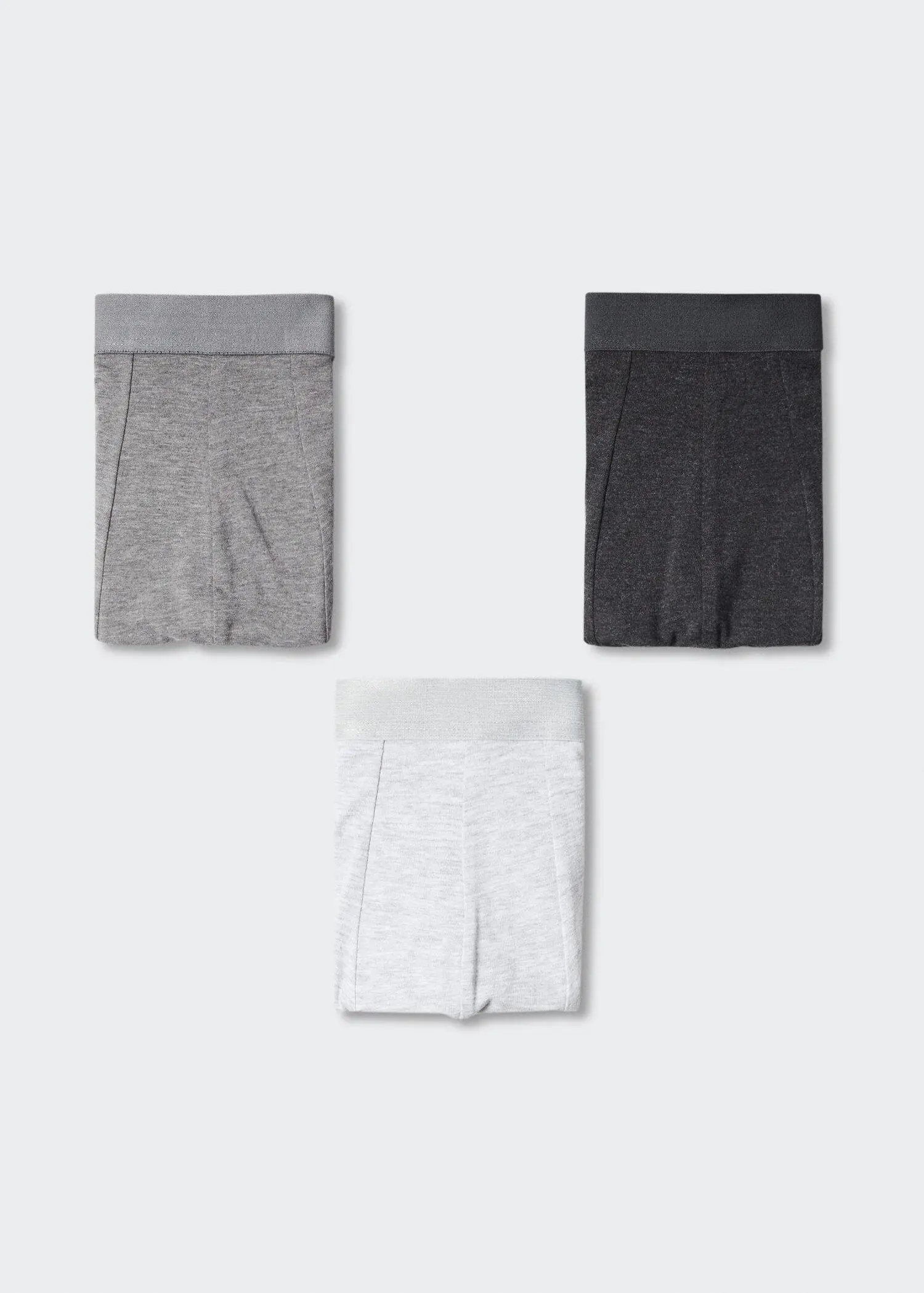 Mango 3-pack cotton boxers. a set of three pairs of boxers on a white background 