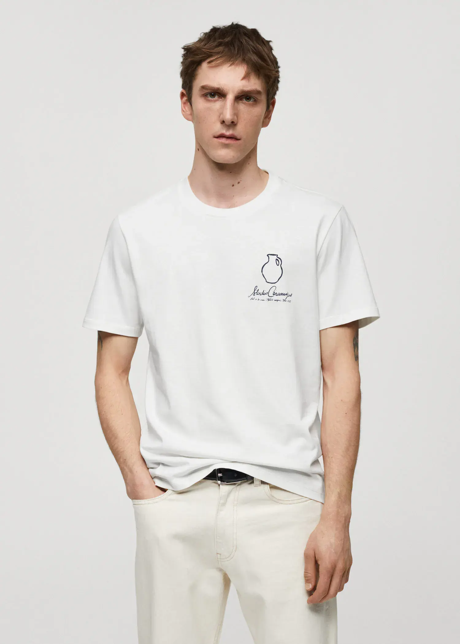 Mango T-shirt 100 % coton détail imprimé. 2