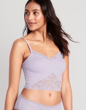 Lace-Paneled Rib-Knit Brami Top for Women purple