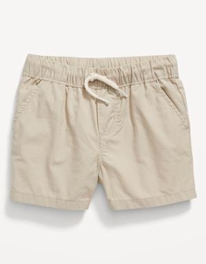 Unisex Cotton Poplin Pull-On Shorts for Baby beige