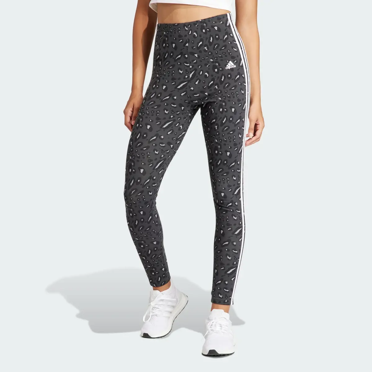 Adidas Essentials 3-Stripes Animal Print Leggings. 1