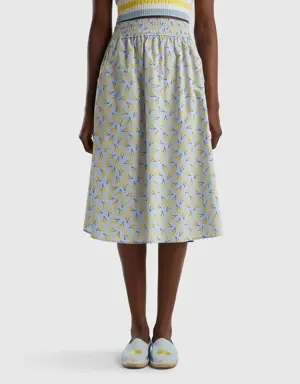 sky blue skirt with cherry pattern
