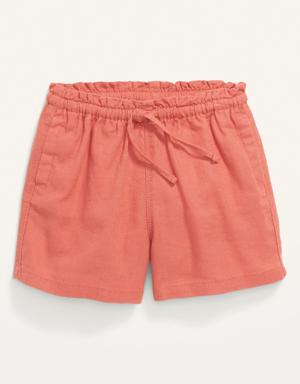 Functional Drawstring Linen-Blend Pull-On Shorts for Toddler Girls multi