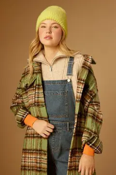 Forever 21 Forever 21 Plaid Buttoned Duster Jacket Sage/Multi. 2