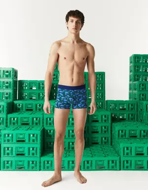 Bóxers cortos para hombre Lacoste x Minecraft en algodón elástico con estampado