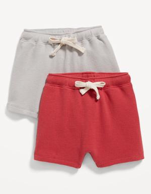 2-Pack U-Shaped Thermal-Knit Pull-On Shorts for Baby red