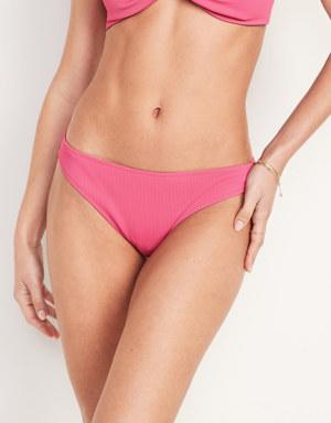 Low-Rise Classic Rib-Knit Bikini Swim Bottoms pink