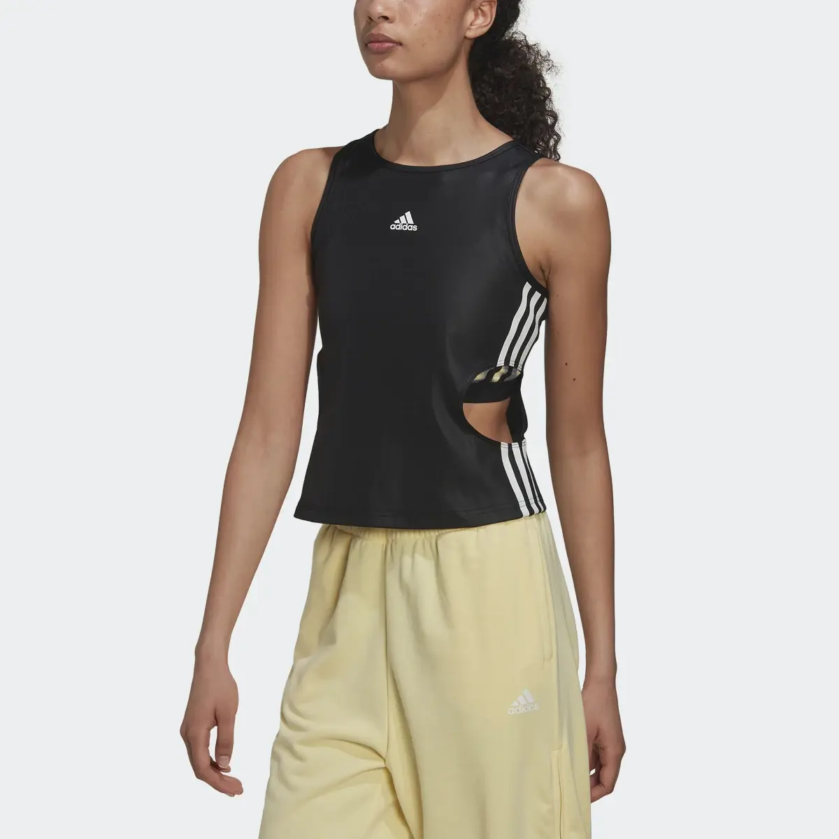 Adidas Hyperglam Fitted Tank Top With Cutout Detail. 1