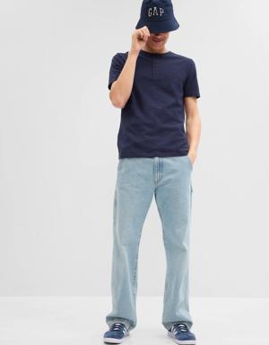 Gap Slub Cotton Henley T-Shirt blue