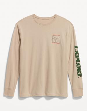 Old Navy Soft-Washed Long-Sleeve Graphic T-Shirt for Men beige