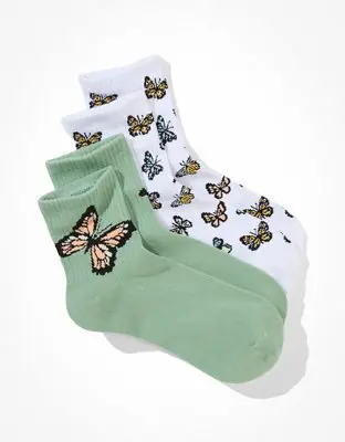 American Eagle Butterfly Boyfriend Sock 2-Pack. 1