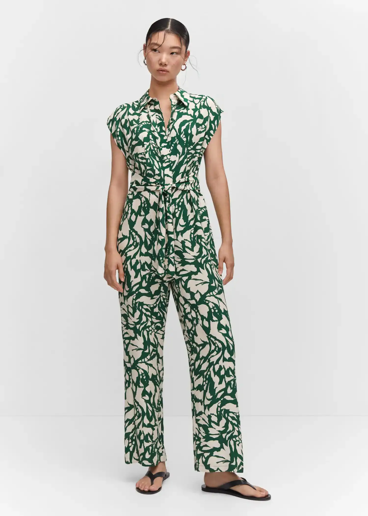 Mango Printed jumpsuit with bow. 2