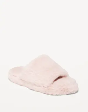 Cozy Faux-Fur Slide Slippers for Girls pink