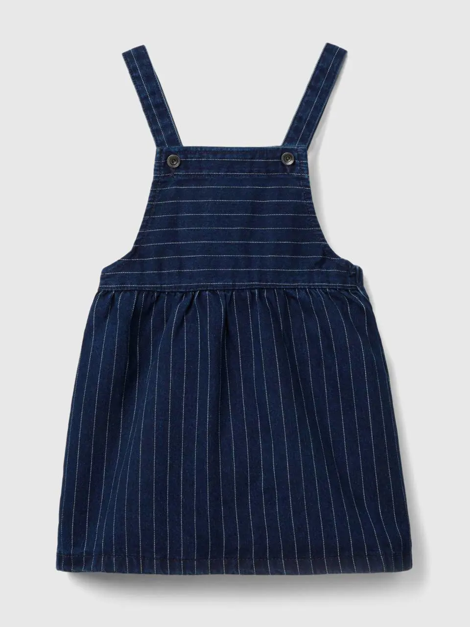 Benetton denim overall skirt with pinstripes. 1