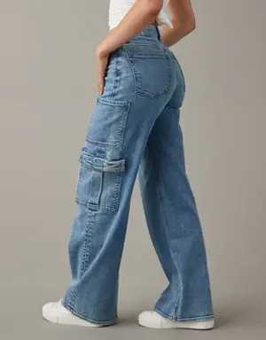 Curvy Super High-Waisted Baggy Wide-Leg Cargo Jean