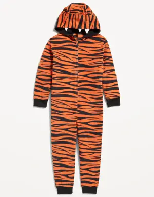 Gender-Neutral Matching Tiger One-Piece Costume for Kids purple