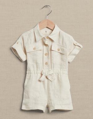Linen Romper for Baby + Toddler white
