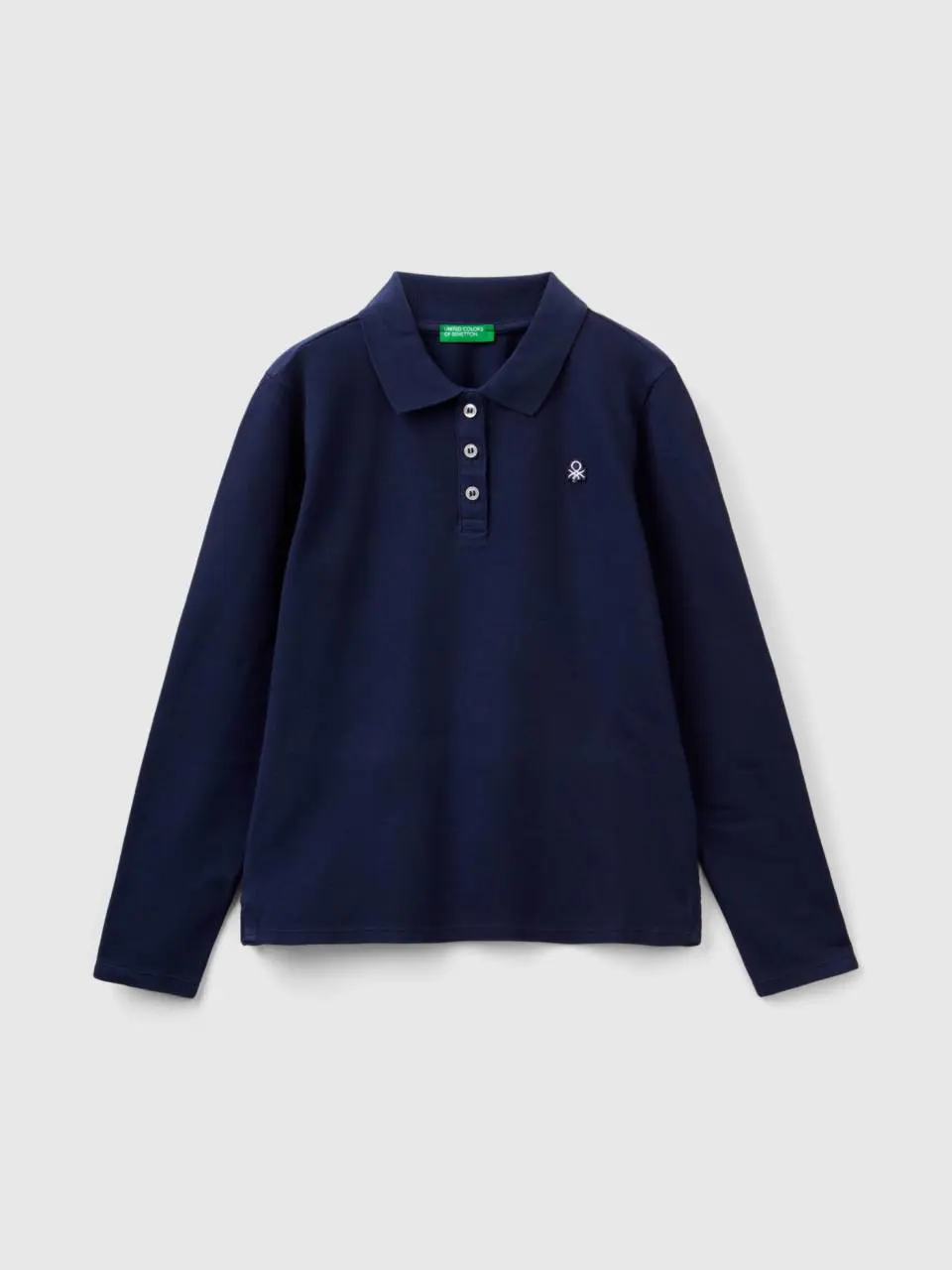 Benetton long sleeve polo in organic cotton. 1