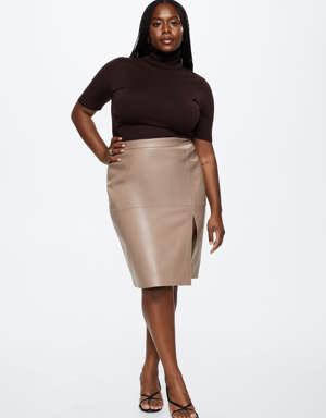 Faux-leather pencil skirt