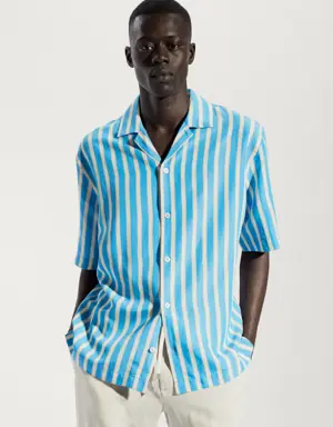 Mango Striped cotton linen shirt