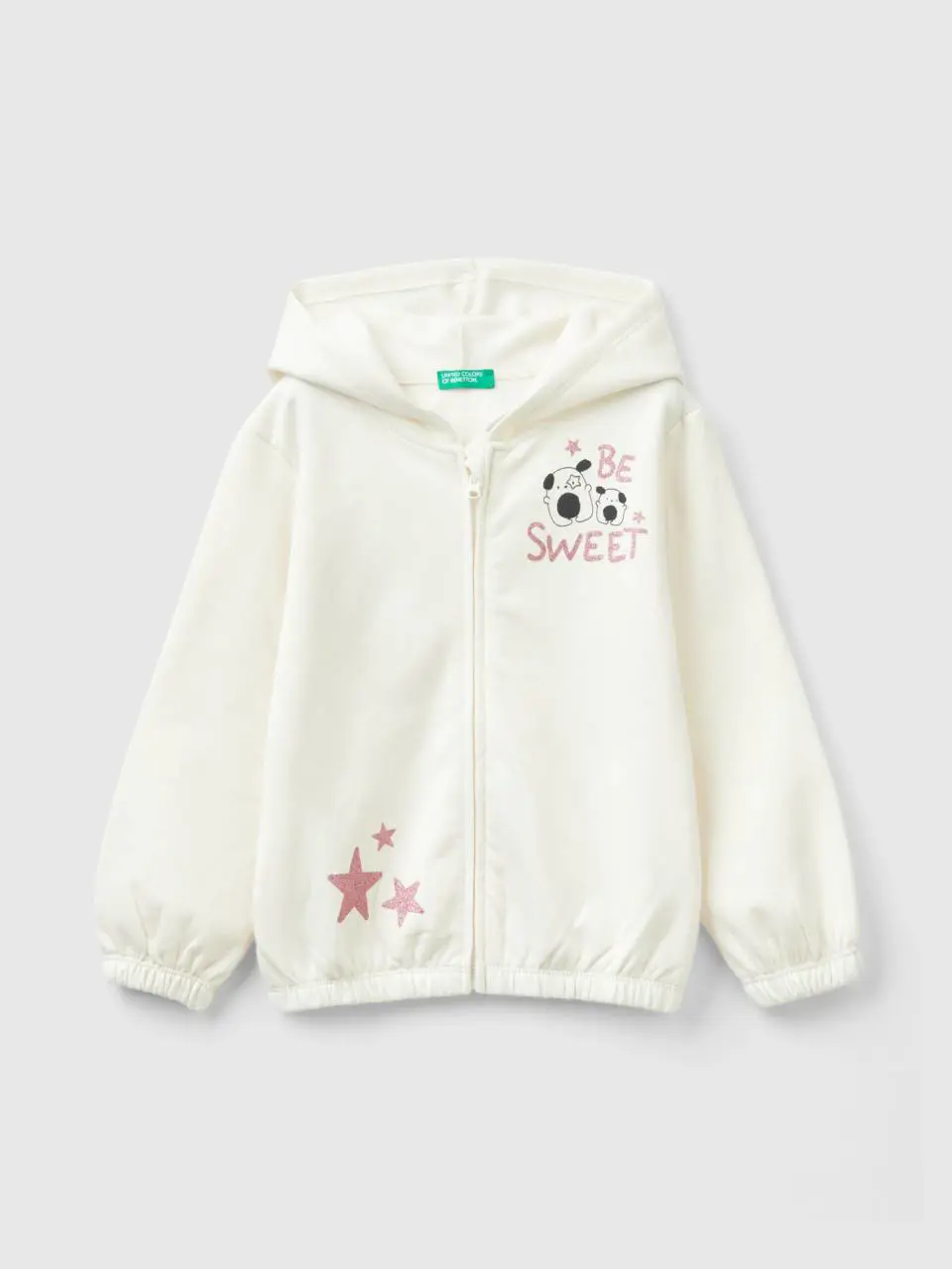 Benetton warm sweatshirt with zip and glitter. 1