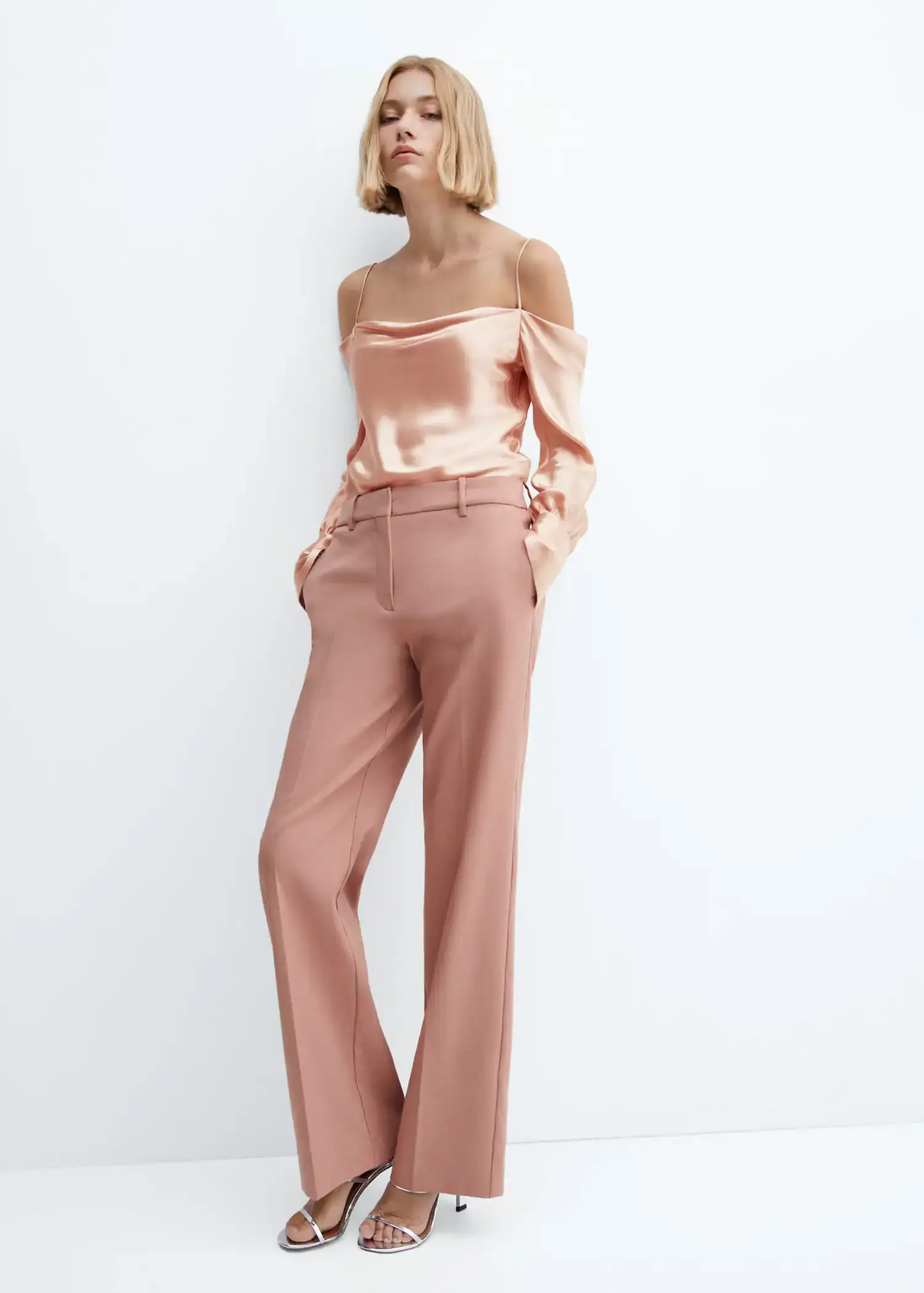 Mango High-waist straight trousers. 1