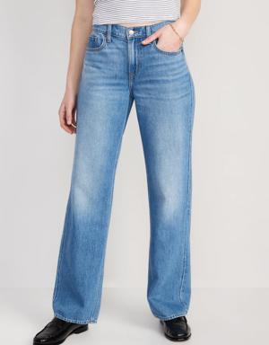 Mid-Rise Baggy Loose Jeans for Women blue