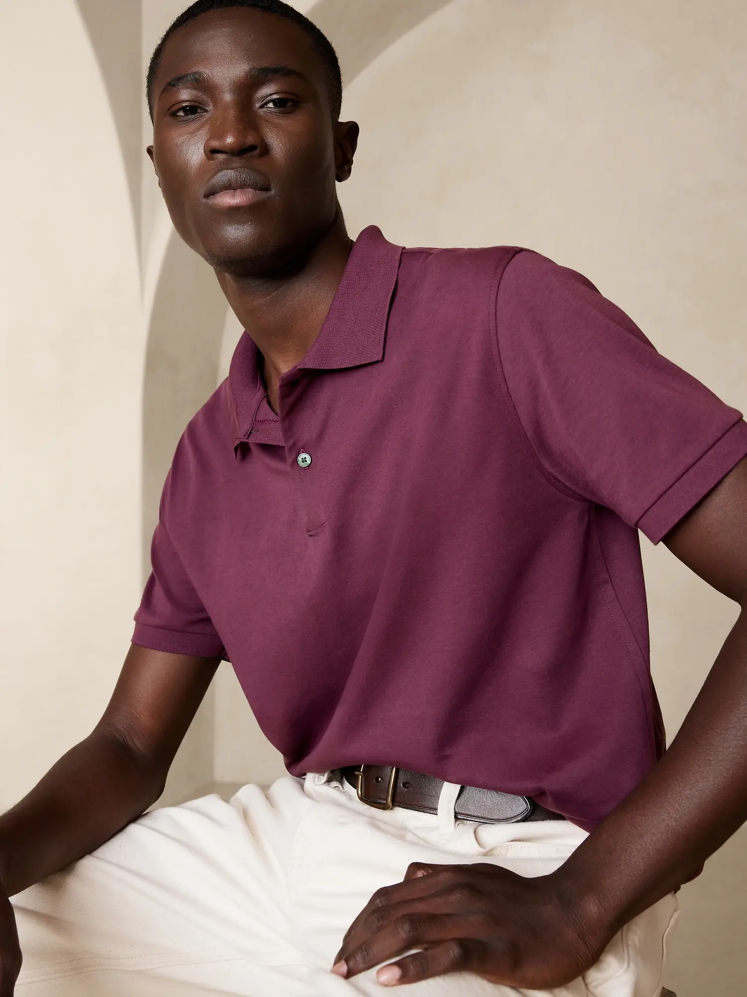 Banana Republic Luxury-Touch Polo purple. 1