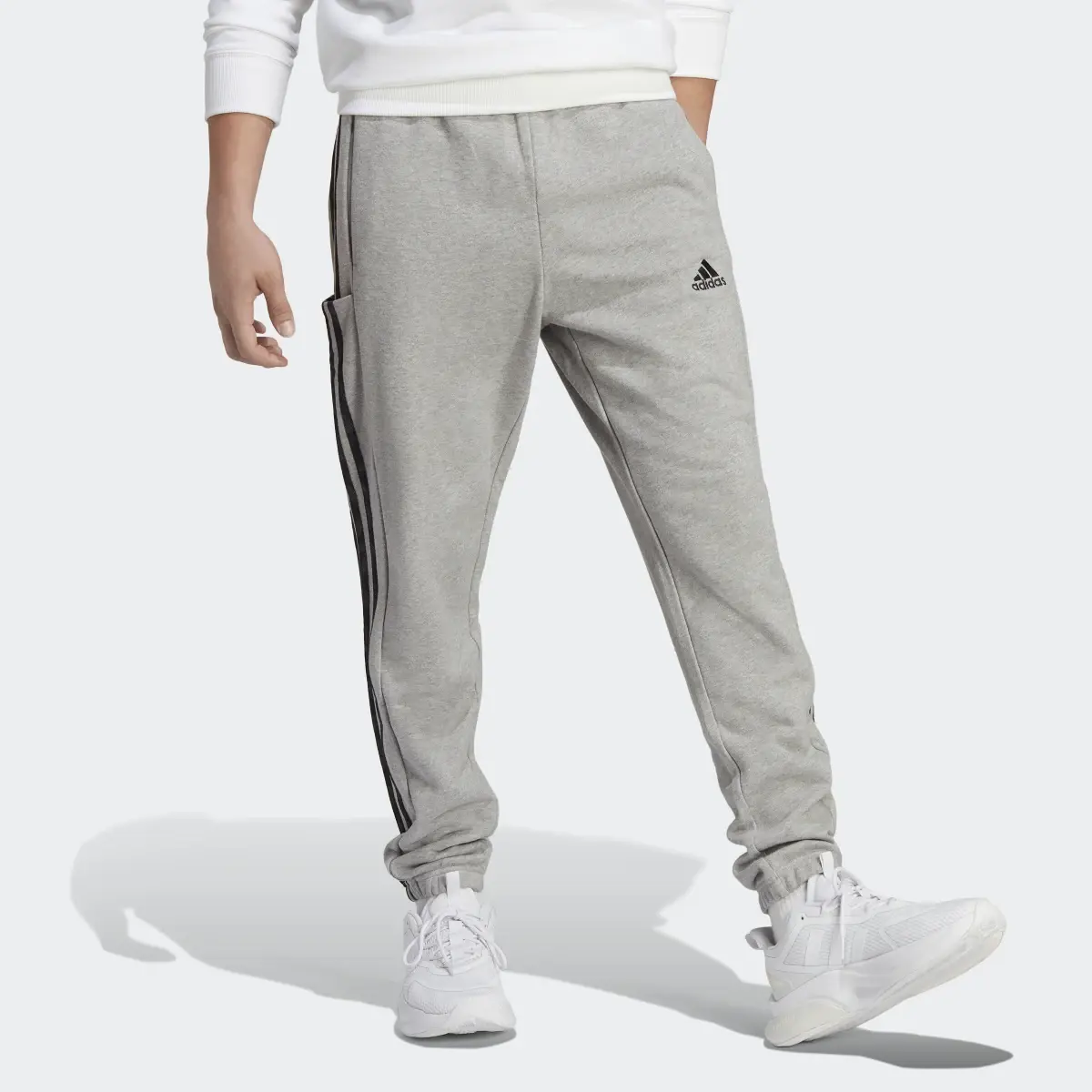 Adidas Essentials French Terry Tapered Elastic Cuff 3-Stripes Pants. 1