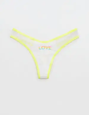 High Cut Cotton Mesh Thong Underwear