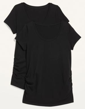 Maternity Scoop-Neck Side-Shirred T-Shirt 2-Pack black