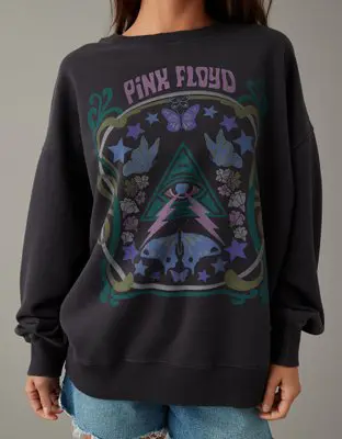American Eagle Oversized Pink Floyd Graphic Sweatshirt. 1