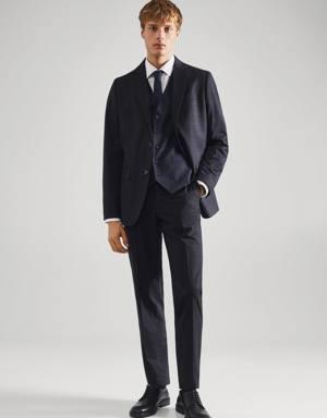 Slim-fit checked suit vest