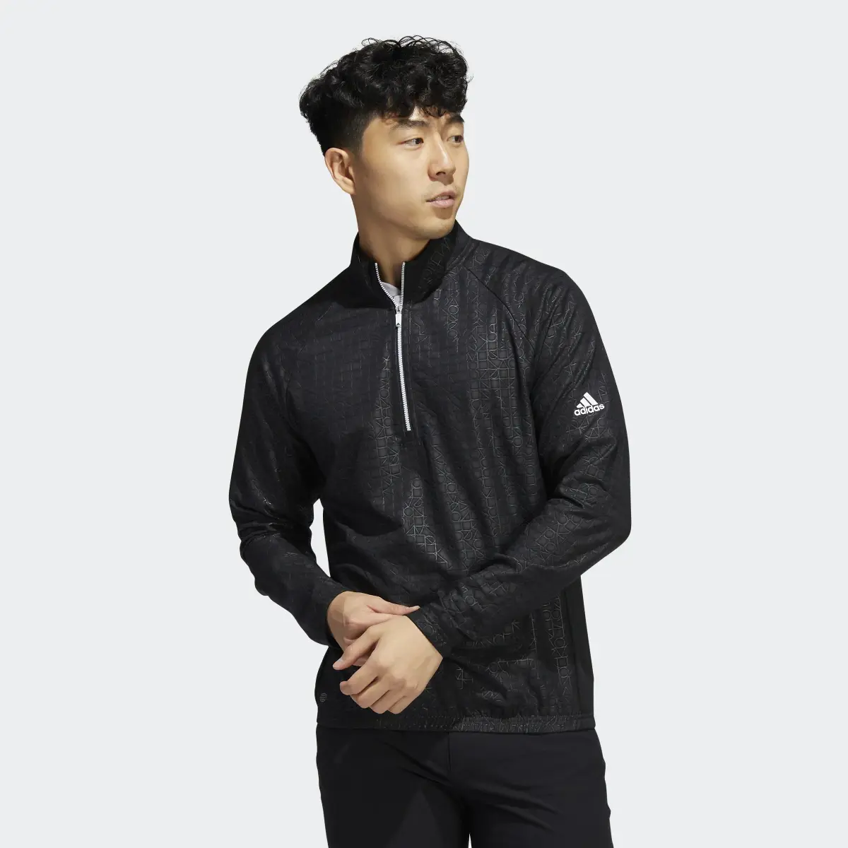 Adidas Debossed Quarter-Zip Pullover. 2