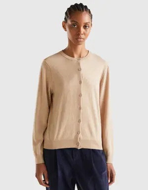 beige cardigan in cashmere and wool blend